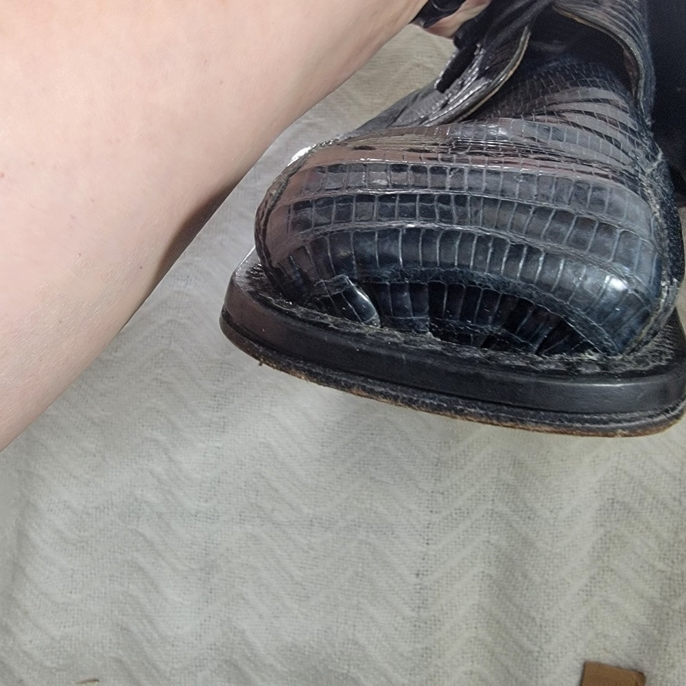 Mezlan Platinum Black Genuine Lizard Derby Lace Up Dress Shoes Tassel Men's‎ 13M - Picture 12 of 16